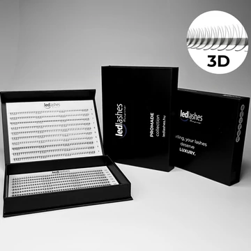 LedLashes 3D Promade 20 soros tálcás műszempillák - fekete színben