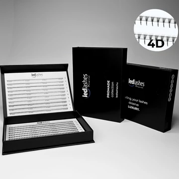 LedLashes 4D Promade 20 soros tálcás műszempillák - fekete színben