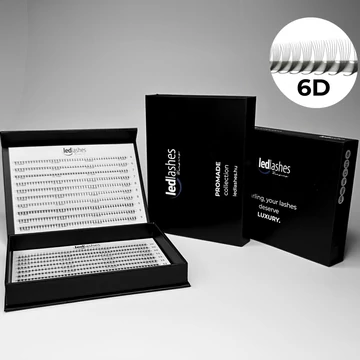 LedLashes 6D Promade 20 soros tálcás műszempillák - fekete színben