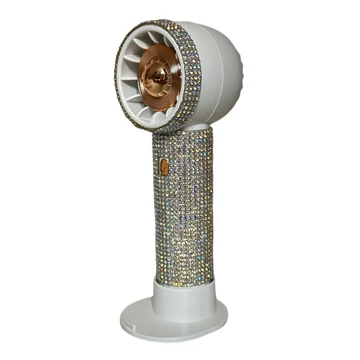 Mini szempilla ventilátor, strasszköves, fehér és rose gold