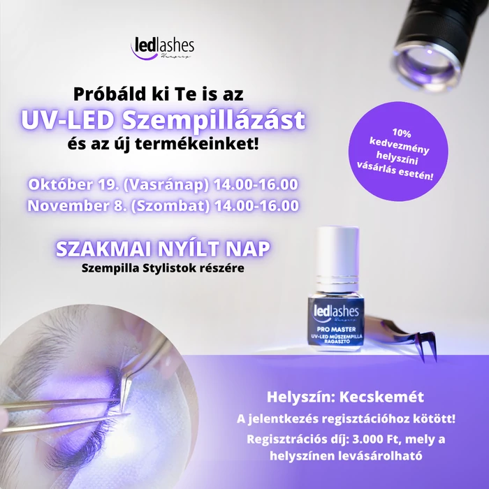 LedLashes UV-LED Nyílt Nap Regisztráció – 2025. november 8.