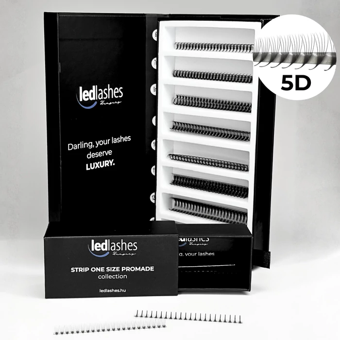 LedLashes 5D Promade Strip 1000 db-os műszempillák - fekete színben