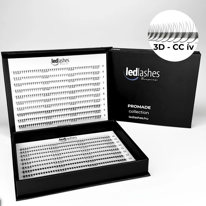 LedLashes 3D Promade 20 soros tálcás műszempillák - fekete színben