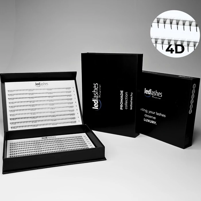 LedLashes 4D Promade 20 soros tálcás műszempillák - fekete színben