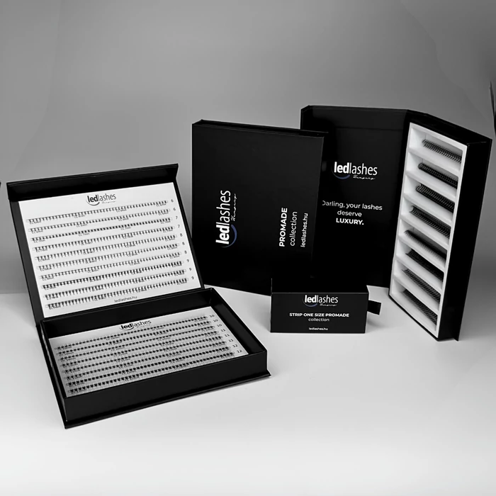 LedLashes 3D Promade 20 soros tálcás műszempillák - fekete színben